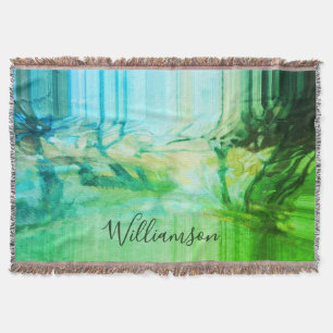 Cobertor Aquarela Personalizada Verde Azul Turquesa Naturez
