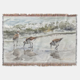 Cobertor Aquarelas de Arte da Praia de Sandpipers