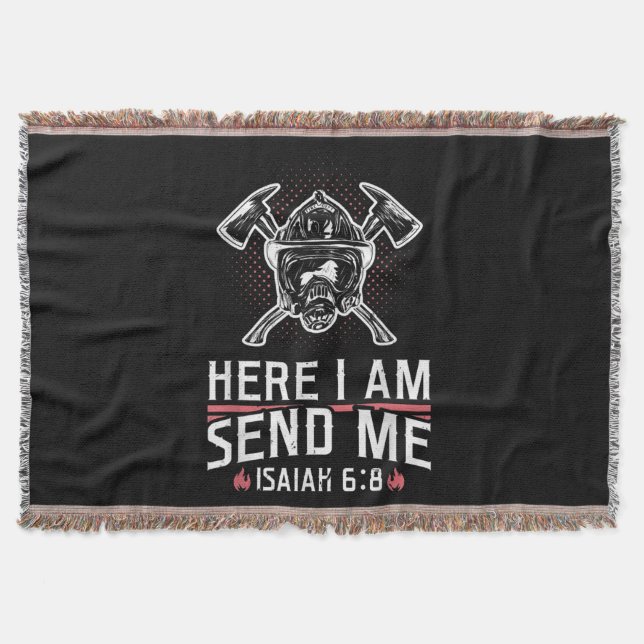 Cobertor Aqui Estou Enviando-Me Isaiah 68 Bombeiro (Frente)