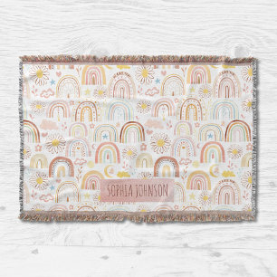 Cobertor Arco-íris Coloridos Fofos e Flores de Margarida Ab