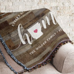 Cobertor Arkansas Estado Nativo Personalizado com Aparência<br><div class="desc">Mostre orgulho pelo seu estado natal com este lindo cobertor de lançamento de tábua de madeira rústica falsa com a palavra "home" em letras de caligrafia branca, com um mapa em silhueta do estado de Arkansas no lugar da letra "O". Uma ilustração de um coração rosa dentro do mapa do...</div>