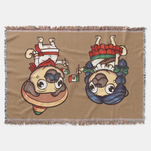 Cobertor Arremesso de Pug do Cinco De Mayo (Frente)