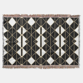 Cobertor Art Deco Black and Gold Geometric luxury
