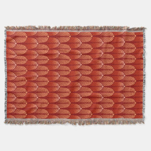 Cobertor Art Deco Feather Pattern, Mandarin Orange
