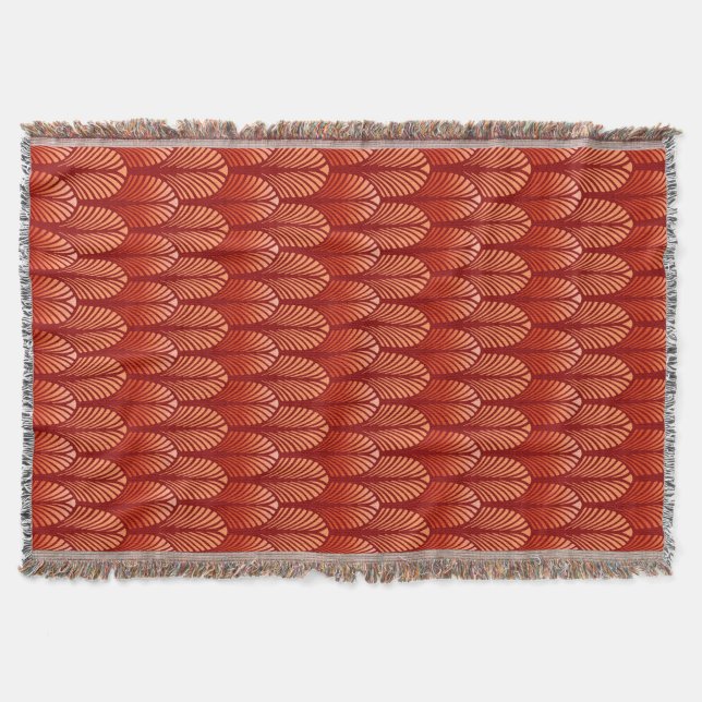Cobertor Art Deco Feather Pattern, Mandarin Orange (Frente)