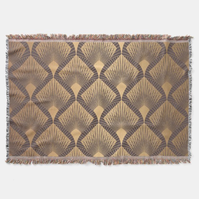 Cobertor Art Deco Glamor: Escalas de Ouros. (Frente)