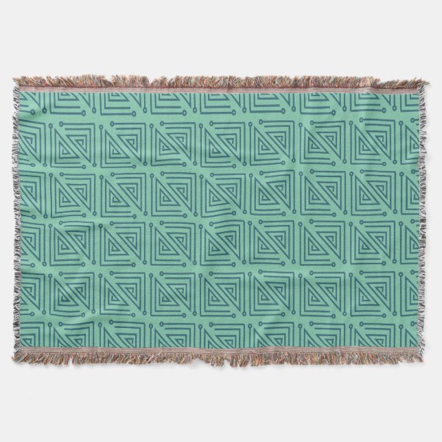 Cobertor Art Deco Teal Mazes (Frente)
