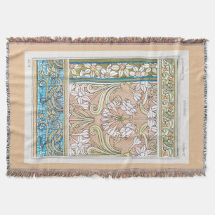 Cobertor Art nouveau daffodil flor vintage têxtil floral