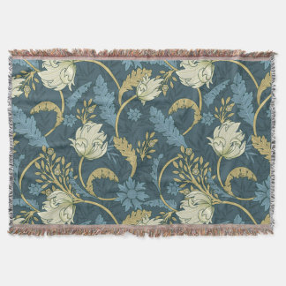 Cobertor Art Nouveau Floral Creme e Azul