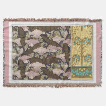 Art nouveau morcegos e campanulas arte têxtil flor