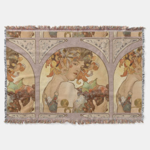 Cobertor Art Nouveau Mulher Mucha Linda