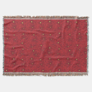 Cobertor Art Nouveau Retro Red Floral Natal Poinsettia