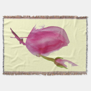 Cobertor Arte cor-de-rosa moderna da flor do watercolour da
