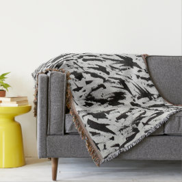 Cobertor Arte de Brushstrokes Abstrato preto e branco