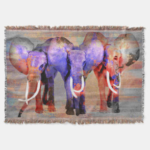Cobertor Arte de Digitas do elefante do efeito da aguarela