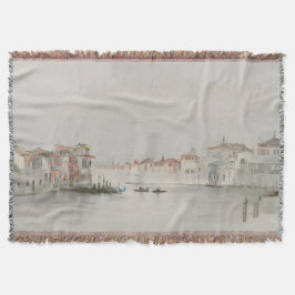 Cobertor Arte de Esboço do Canal de Veneza Neutro e Suave