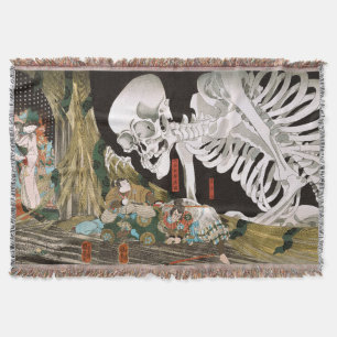 Cobertor Arte de Esqueleto Espetacular Ukiyo-e Vintage Kuni