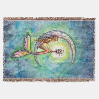 Cobertor Arte de Fantasia da Lua da Sereia por Molly Harris