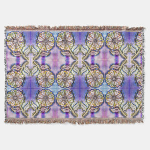 Cobertor Arte de flor aquática em azul