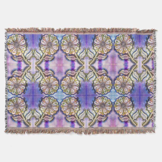 Cobertor Arte de flor aquática em azul (Frente)