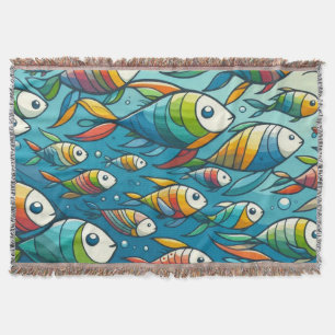 Cobertor Arte de peixe submarino colorida