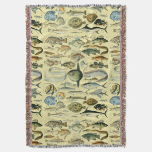 Cobertor Arte De Pesca Científica Dos Peixes Vintage