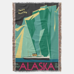 Cobertor Arte de poster de viagem do Alasca vintage, Geleir