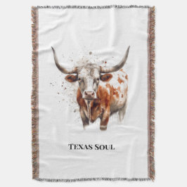 Cobertor Arte de rancho ocidental de Longhorn em aquarela p
