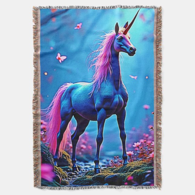 Cobertor Arte de Unicórnio de Fantasia Mística (Frente Vertical)