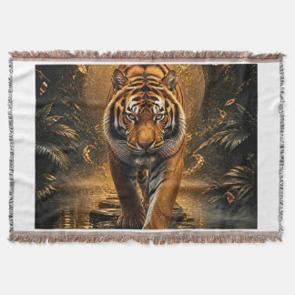 Cobertor Arte de Vida Selvagem de Luxo do Tigre Dourado