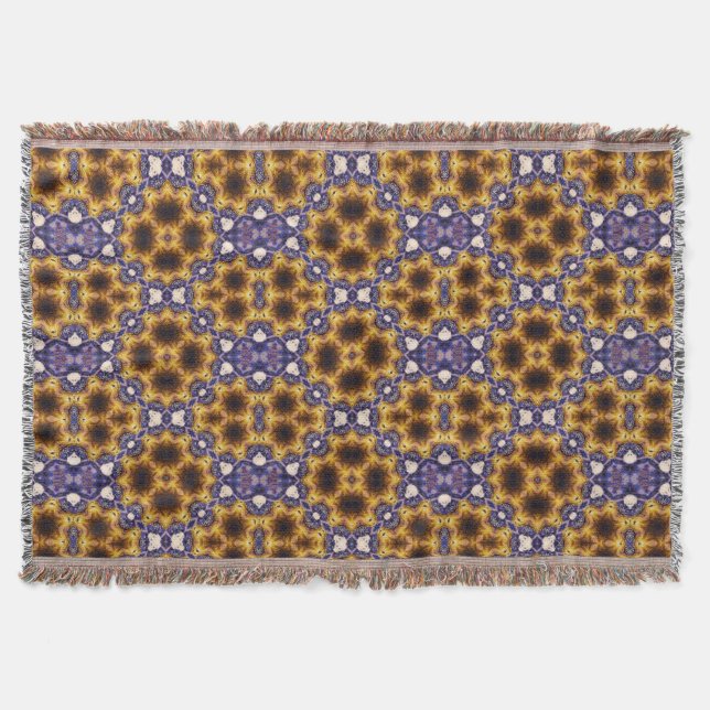 Cobertor Arte Deco Geométrico Mandala Indiano Padrão Sem Co (Frente)