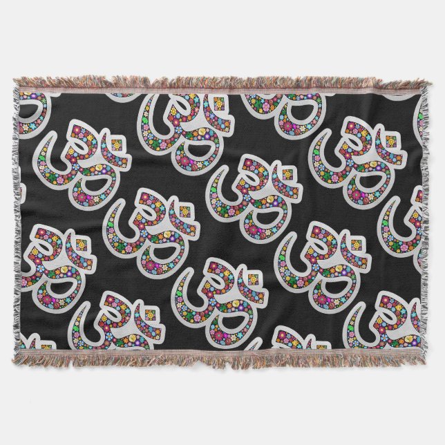 Cobertor Arte do Símbolo Floral Namaste (Frente)