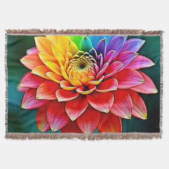 Cobertor Arte do Sonho Petal do Arco-Íris Vibrante (Frente)
