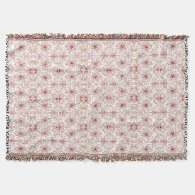 Cobertor Arte Floral em Aquarela Rosa Suave (Frente)