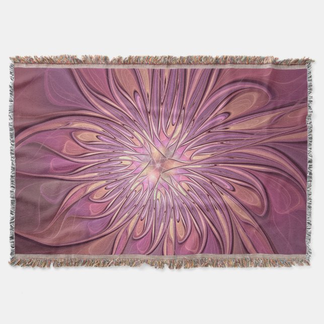 Cobertor Arte floral fractal moderno abstrato cores de frut (Frente)