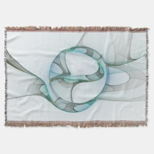 Cobertor Arte Fracional Abstrata Moderna Azul Turquesa Cinz