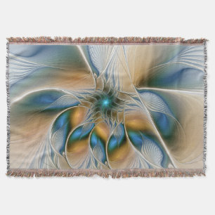 Cobertor Arte Fractal, Abstrato Fantasia, Com Azul