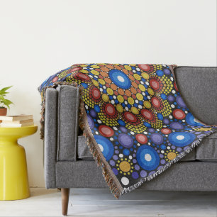 Cobertor Arte Fractal Floral Dotada Retro Mandala