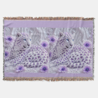 Cobertor Arte Majestosa de Leopardo Revestido de Joias Roxa