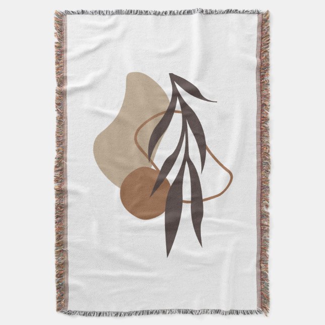 Cobertor Arte Moderna do Abstrato Boho Plant (Frente Vertical)