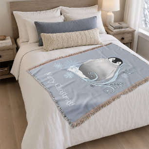 Cobertor Arte Nova de Pinguim de Inverno Caprichoso Flocos 