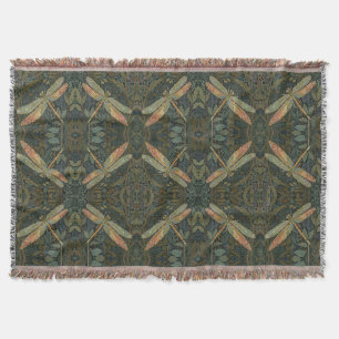 Cobertor Arte nova vintage libélula verde dourada