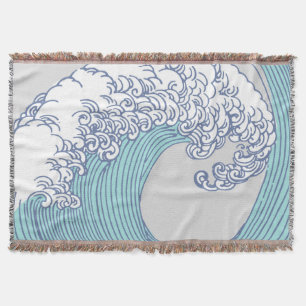 Cobertor Arte Oceânica Onda Surf Japonês