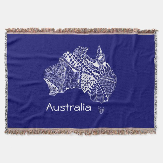 Cobertor Arte original do mapa da Austrália Escolha sua cor (Frente)