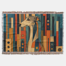 Cobertor Arte Popular Colorida do Saluki Padrão Geométrico 