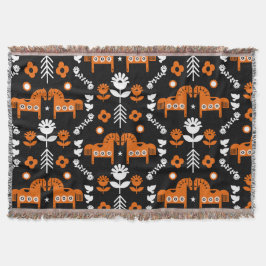 Cobertor Arte popular sobre cavalos escandinavos