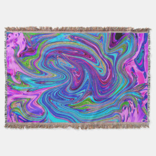 Cobertor Arte retrógrada Abstrato de Groovas Azul, Rosa e 