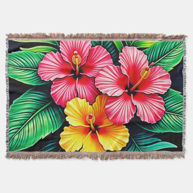 Cobertor Arte Tropical de Hibiscus Vibrant (Frente)
