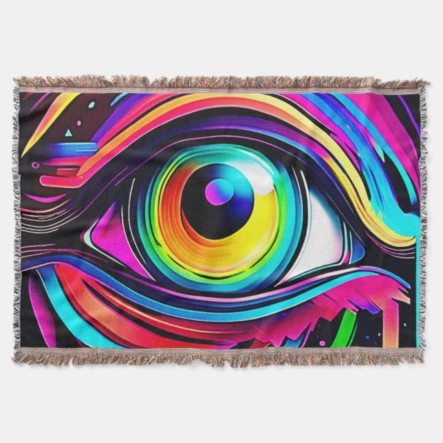 Cobertor Arte Vibrante de Olho Psicodélico (Frente)