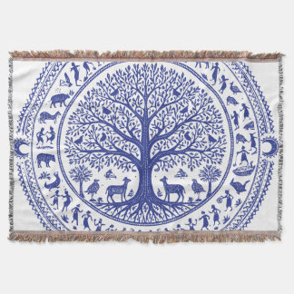 Cobertor Arte Warli Ilustração Tribal Indiana | Minimalista